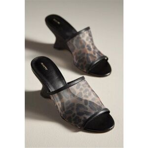 Maeve For Anthropologie Leopard Print Mesh Wedge Heels